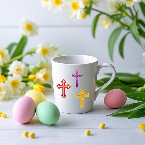 Fancy Land 600 Cross Stickers Glitter Small Cross Stickers for Scrapbook