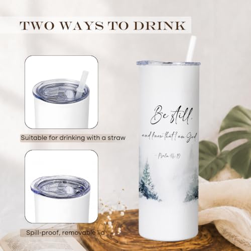 Winter Forest Christian 20oz Travel Coffee Mug Tumbler - color: bestillC