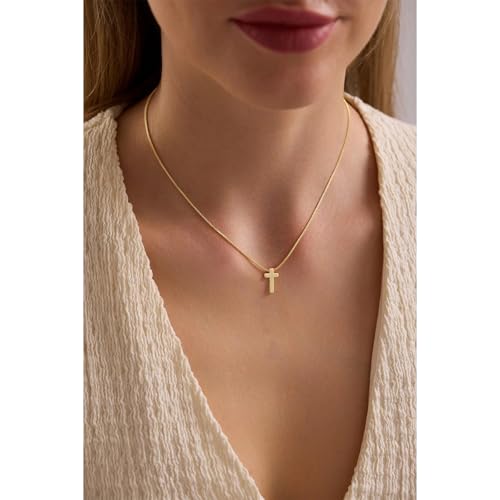 VIROMY Gold Cross Necklace for Women - Dainty Diamond Cross Pendant Necklaces Non Tarnish Waterproof Necklace Simple Choker Minimalist Jewelry - style: F-Cross-Gold