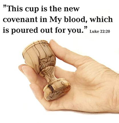 Christian Wedding Gifts – Olive Wood Communion Set Made in Bethlehem – 2 small Cups (3") & Bread Tray for Marriage Unity Ceremony – Authentic Holy Land Gift for Bride & Groom with Certificate - color: 2 Cup Set [Small]