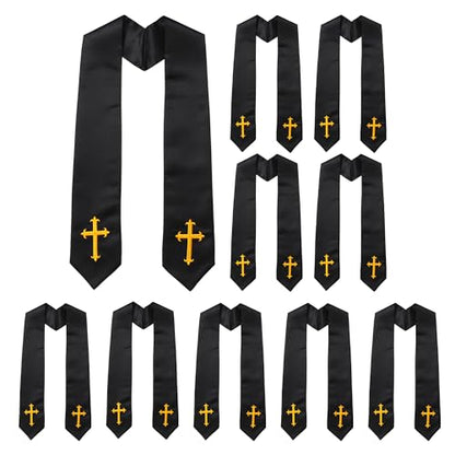 10 PC Clergy Stole & Choir Stole Bulk 60/72" - color: Black, size: 60 inch