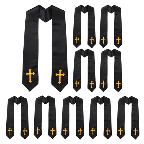 10 PC Clergy Stole & Choir Stole Bulk 60/72" - color: Black, size: 72 inch