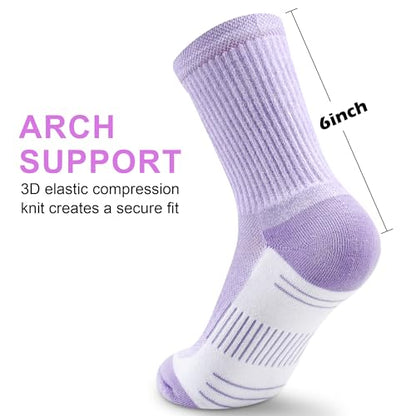 cuangya Women Crew Socks Athletic Cushioned Running Hiking 3-5 Pairs - color: 5 Pairs Spliced Purple, size: 5-8