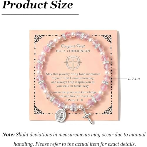Women Stretch Rosary Bracelet Beaded Crucifix & Miraculous Medal - color: HOLY2