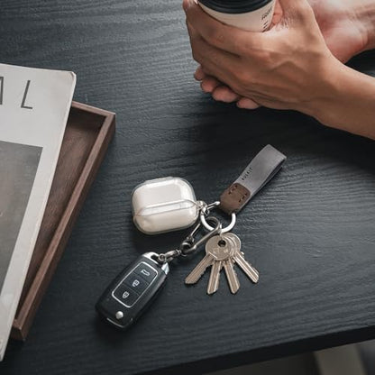 VULKIT Genuine Leather Keychain for Men & Women Everyday Carry Accessories - color: Grey/Espresso