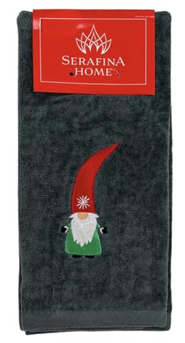 Christmas Gray Grey Guest Hand Bathroom Towels Elegant Winter Gnome, 16x26" - color: Nordic Gnome