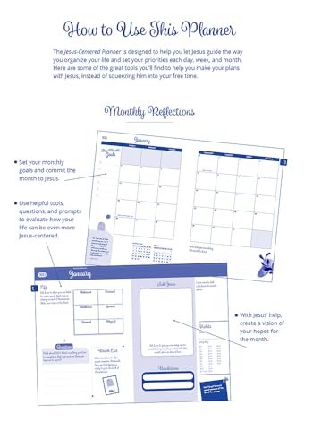 Jesus-Centered Christian Planner 2025: Encountering Jesus in My Everyday Life, Weekly and Monthly Planner, 7.5” x 10.5”, Hard Cover, Spiral-Binding, ... Plan, Sticker Sheets, Movable Bookmark