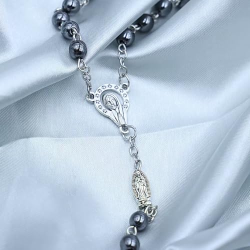 Rosary Beads Catholic for Man and Woman - Natural Black Stone Gemstone Rosary Beads, Catholic Gifts