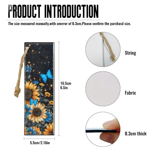 Butterfly Sunflower Bookmark Set of 2 for Bibles Personalized Bookmark for Book Lovers Bookmarks for Reading Lovers Increase Reading Interest - color: Blue Butterfly and Sunflower