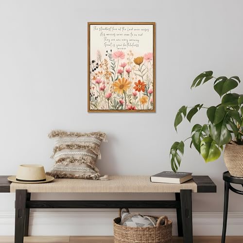 Wildflower Serenity Prayer Wall Art Floating Framed 16x24 Inch - color: Lamentations-PS, size: 24"L x 16"W
