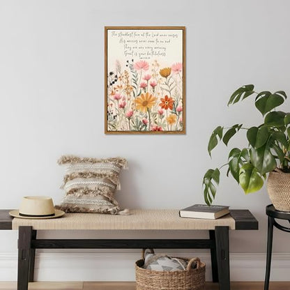 Wildflower Serenity Prayer Wall Art Floating Framed 16x24 Inch - color: Lamentations-PS, size: 24"L x 16"W