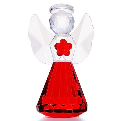 YWHL Red Crystal Guardian Angel Gift for Women, Christmas Angel Figurine - color: Red