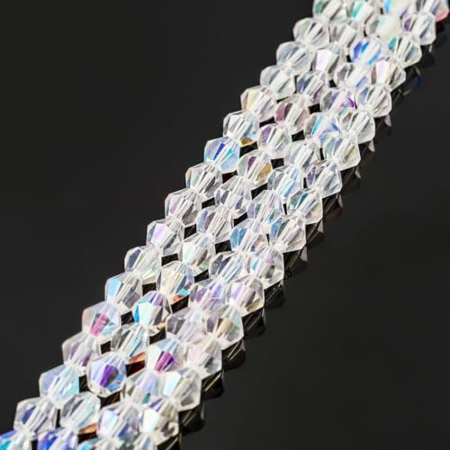 250pcs Czech 6mm (0.24 Inch) Faceted Bicone Crystal Glass Loose Beads Spacer Bulk Crystal AB for DIY Craft Jewelry Making CCB602 - color: Crystal Ab, size: 6mm - 250pcs
