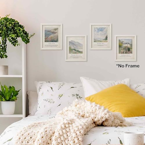 TLESKE Vintage Christian Bible Verse Posters Prints Unframed 8x10 Set of 4, John Psalm Joshua Scripture Landsacape Wall Art Prints Decor for Bedroom Living Room, Religious Wildflower Wall Pictures - color: scripture-4, size: 10L" x 8W"