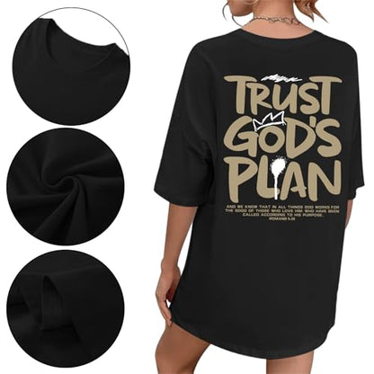 Christian Shirts for Women God Faith Shirt Jesus Oversized Religious Tees Bible Verse Tee Graphic Inspirational Tops - color: Black, size: Medium