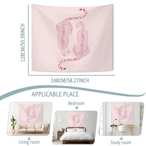 KAIOUS Y2k Leopard Print Wall Hanging Tapestry, 50x58, Pink - color: Pink Leopard, size: 58"L x 50"W
