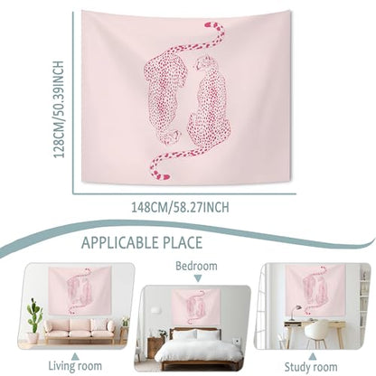 KAIOUS Y2k Leopard Print Wall Hanging Tapestry, 50x58, Pink - color: Pink Leopard, size: 58"L x 50"W
