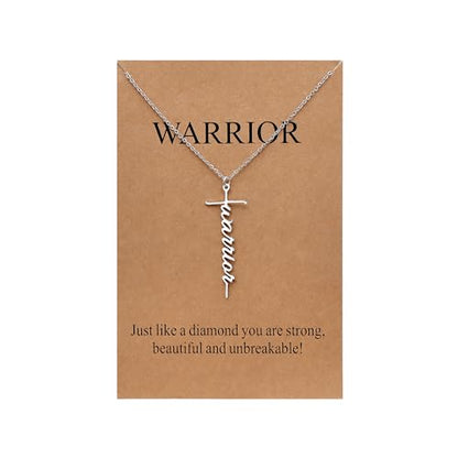 Lcherry Faith Cross Pendant Necklace for Women Religious Christian Jewelry Birthday Christmas Gifts for Women - style: 38-Warrior