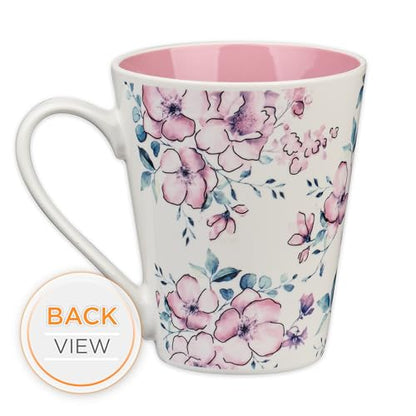 Christian Art Gifts Floral Pink Ceramic Coffee Mug – 14 oz. Lead and Cadmium-free Non-Toxic Inspirational Scripture Coffee and Tea Mug for Women with Bible Verse: Trust In The Lord – Proverbs 3:5