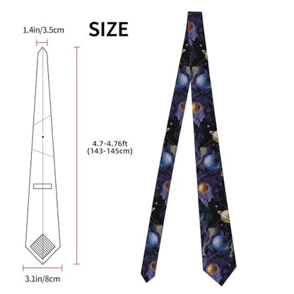 Men's Neckties, Novelty Printed Skinny Tie for Work Casual Party - color: Planet