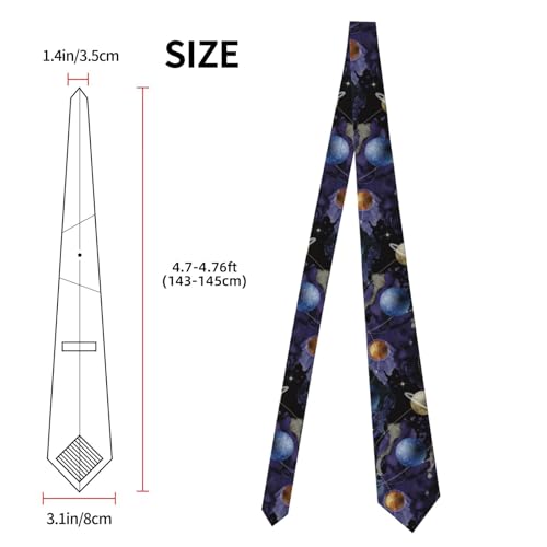 Men's Neckties, Novelty Printed Skinny Tie for Work Casual Party - color: Planet
