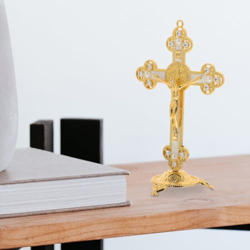 Cross Figurine Jesus Carrying Cross Statue for Home and Office Decoration Western Religious Statue Catholic Gifts Desktop Jesus Sculpture and Figurine