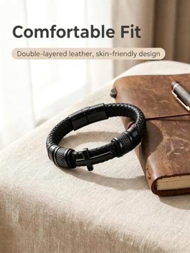 Cross Bracelet,Christian Bracelet for men - color: Black