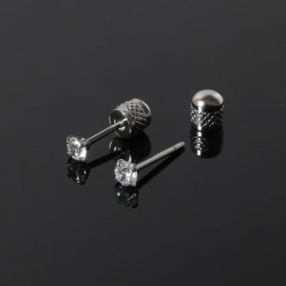 Titanium Earrings Push-in Threadless Flat Back Stud Earrings for Women Men, Cartilage Earring Hypoallergenic Cubic Zirconia Earrings Studs for Helix Tragus Piercing Jewelry - color: Silver-3mm