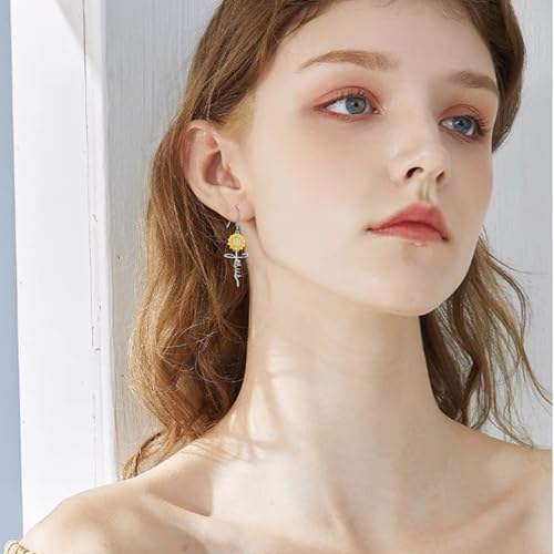 POPLYKE Faith Cross Flower Stud Earrings for Women Sterling Silver Dangle Earring Jewelry Gifts for Women Mom Wife - style: Jesus