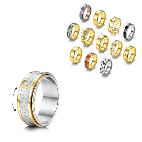 IRONBOX Stainless Steel Spinner Fidget Rings Set for Men Women