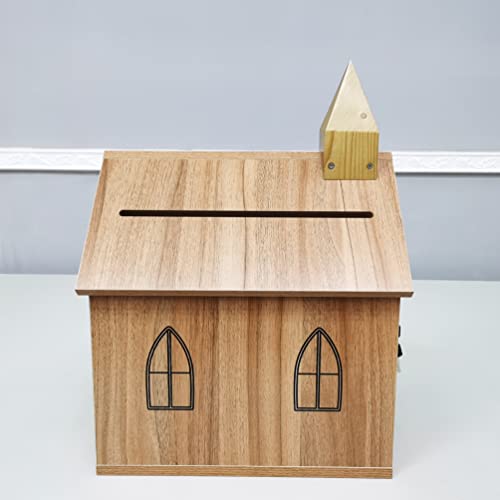 FixtureDisplays® Engineered Wood Tithes Offering Donation Box with Christian Cross, Church, Collection Boxes, Charity Boxes 14.5 X 10.4 X 20.3", Anti-Fishing, Requires Simply Assembly 21397-FBA
