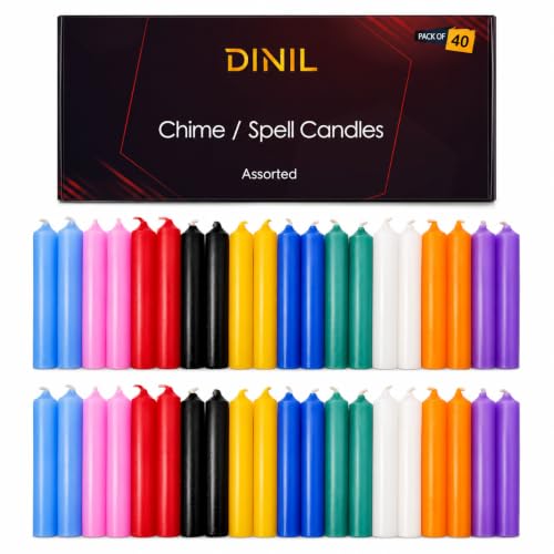 Dinil Spell & Chime Candles, 40 Colored Mini Taper Candles, 4 Inch - color: Multicolor, size: 40 Pack