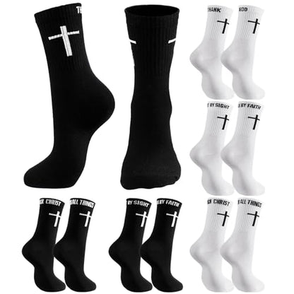 Chicingyou Christian Cross Socks for Men Youth, Us Size 6-12 - color: White, Black