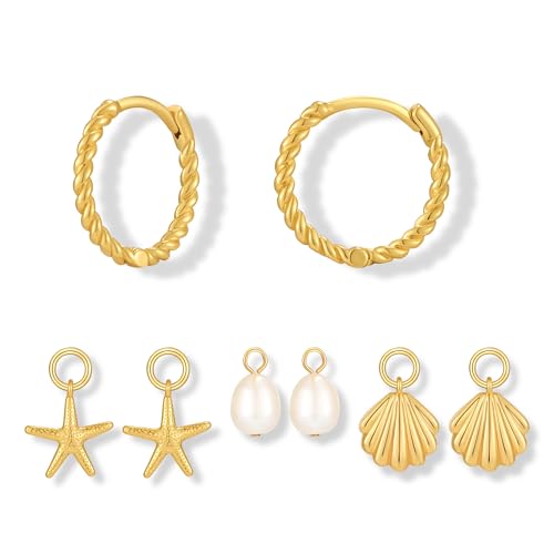 Small Gold Twisted Huggie Hoops Interchangeable Charm