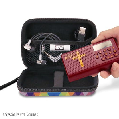USA Gear Hard Case Compatible with Wonder Bible KJV the Talking Audio Bible Player, Wonder Bible NIV, Cable, Earbuds & More - Scratch Resistant Interior, Wrist Strap (Case Only) - Geometric - color: Geometric