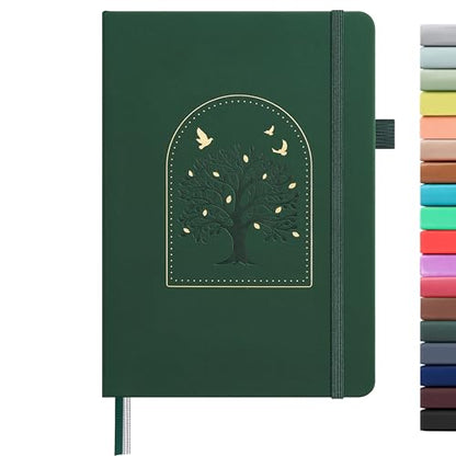 &And Per Se Lined Hardcover Notebook – A5 5.7"x8" College Ruled, 160 Pages, 100gsm Thick Paper – Aesthetic Journal for Women, Gift-Ready Planner, Everyday Writing Notebook (Dark Green) - color: o.Dark Green with Pattern, style: Lined with Pattern