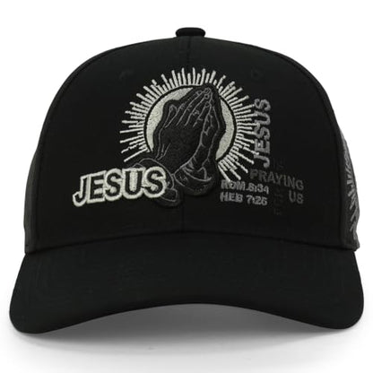 Trendy Apparel Shop Only Jesus Praying Hand Embroidered Christian Ball Cap - color: Black Black 10