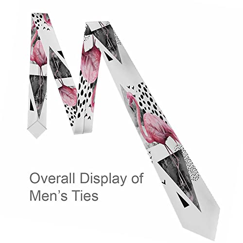 Black Dots Men's Neckties Retro Classic Circle Geometry Men's Tie for Mens Teens Business Work Casual Wedding Party - color: Pink Flamingo