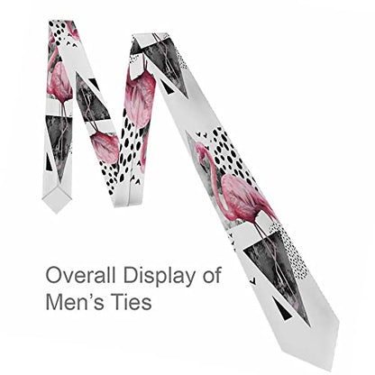 Black Dots Men's Neckties Retro Classic Circle Geometry Men's Tie for Mens Teens Business Work Casual Wedding Party - color: Pink Flamingo