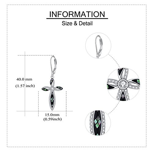 Cross Earrings 925 Sterling Silver Dangle Earring Gifts for Women - style: cross