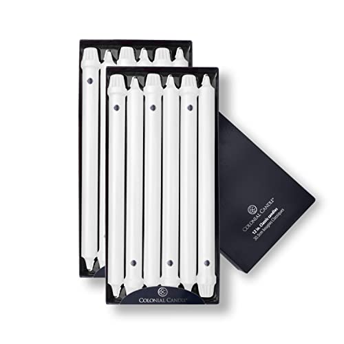 Colonial Candle Unscented Taper Candle, Classic Collection, White, 12 In, Pack of 12 - Up to 10 Hours Burn - color: White, size: 12 In, style: Classic