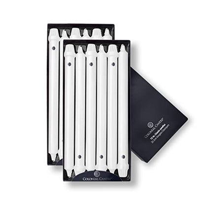 Colonial Candle Unscented Taper Candle, Classic Collection, White, 12 In, Pack of 12 - Up to 10 Hours Burn - color: White, size: 12 In, style: Classic