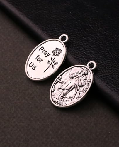 COTTVOTT Saint Therese of Lisieux/Saint Mother Teresa of Calcutta/Divine Mercy Jesus/Mater Dolorosa Patron Saint Medal Charm Pendant for DIY Rosary Necklace Bracelet Jewelry Making Part - color: 30pcs-Our Lady of Fatima