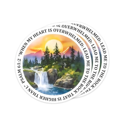 3Pcs When My Heart is Overwhelmed Stickers Psalm 61:2 Waterproof Vinyl - color: When My Heart is Overwhelmed