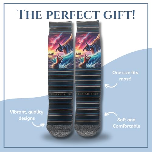 Bible Verse Socks for Men, Christian Scripture Crew Socks, Faith Gift - color: Do Not Fear