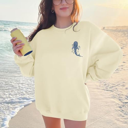Sulayesh Christian Whale Shark Sweatshirts for Women Jesus God Bible Verse Hoodie Religious Faith Graphic Long Sleeve Shirts - color: Apricot, size: Large