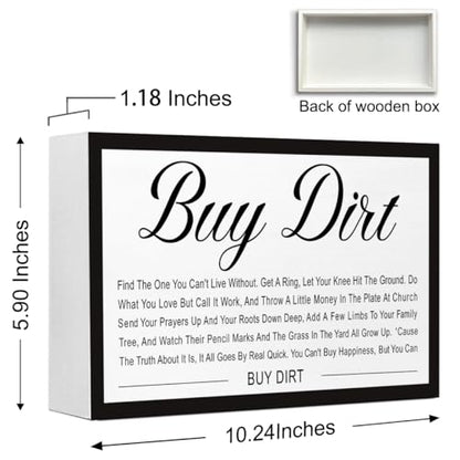 Buy Dirt Sign Wood Box,Funny Home Wood Block Sign for Home Bedroom Office Wall Shelf Tabletop Desk Decor - style: Buy Dirt