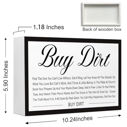 Buy Dirt Sign Wood Box,Funny Home Wood Block Sign for Home Bedroom Office Wall Shelf Tabletop Desk Decor - style: Buy Dirt