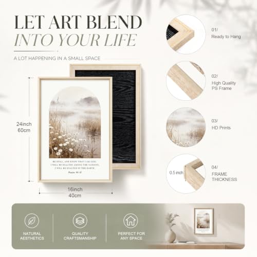 Christian Bible Verse Scripture Daisy Framed Canvas Wall Art Set-16"x24"x3 - color: Christian Bible Verse Wall Art, size: 16"L x 24"W