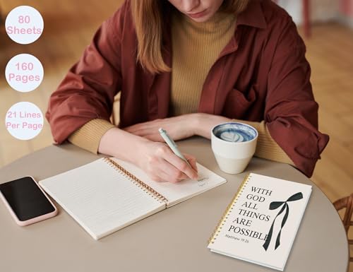 Bible Bow Notebook, Christian Study Prayer Journal for Women - color: (Black) Matthew 19:26